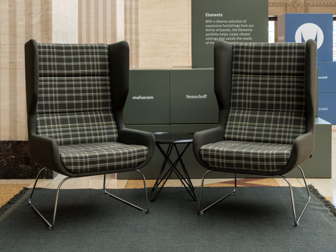 black high-back chairs in office